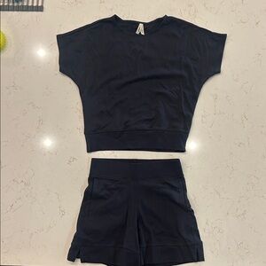 Pact Navy Blue Crop T Shirt and Shorts Set